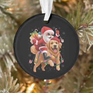 Merry Christmas 2025 Santa Riding Golden Retriever