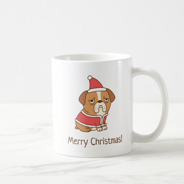 Merry Christmas Bulldog Santa Claus tasse à café (Droite)