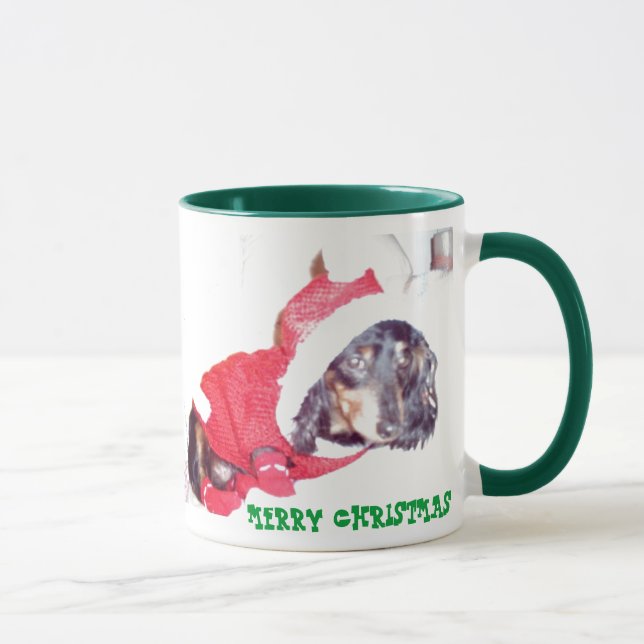 MERRY CHRISTMAS CAFÉ MUGS - MINI DASCHUND (Droite)