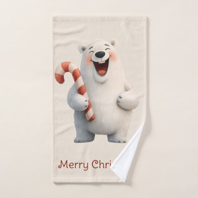Merry Christmas Cute Polar Bear Design (Serviette à main)