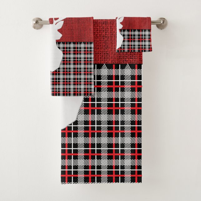 Merry Christmas Deer - Red Plaid et Burlap (En situation)