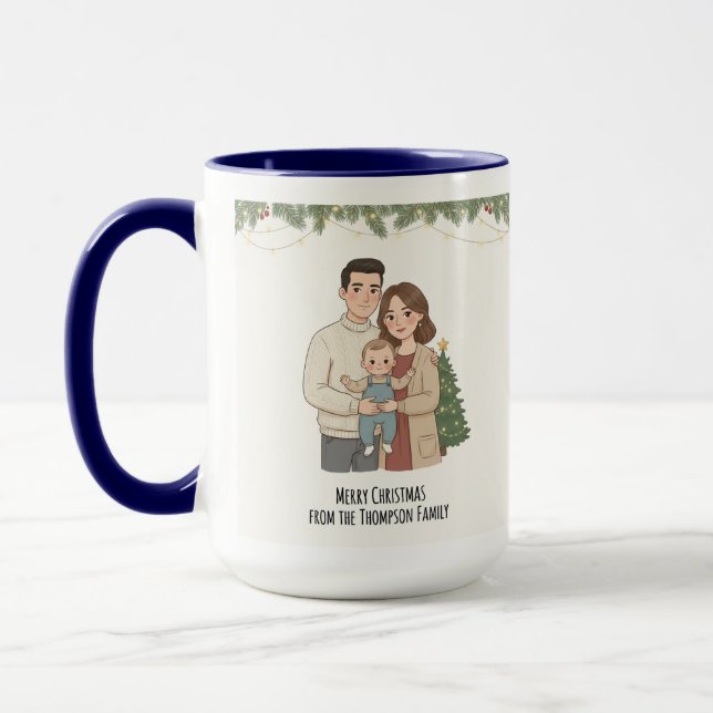 Merry Christmas Family Mug Personalized with Your  (Gauche)