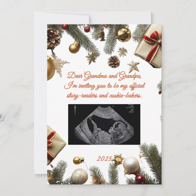 Merry Christmas Grandparents Pregnancy Invitations (Devant)