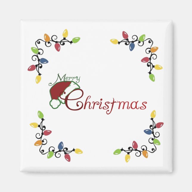 **MERRY CHRISTMAS LIGHTS/SANTA HAT** MAGNET (Devant)