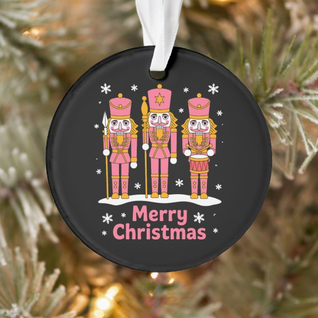 Merry Christmas Nutcracker Soldiers Snowflake Pink (Arbre)