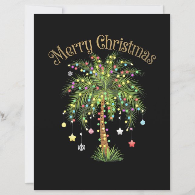 Merry Christmas Palm Tree Light New Year Tropical  (Devant)