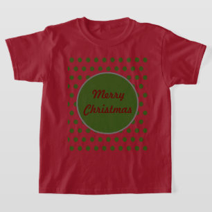 Merry Christmas Polka Dot Kids T-Shirt (Maroon)