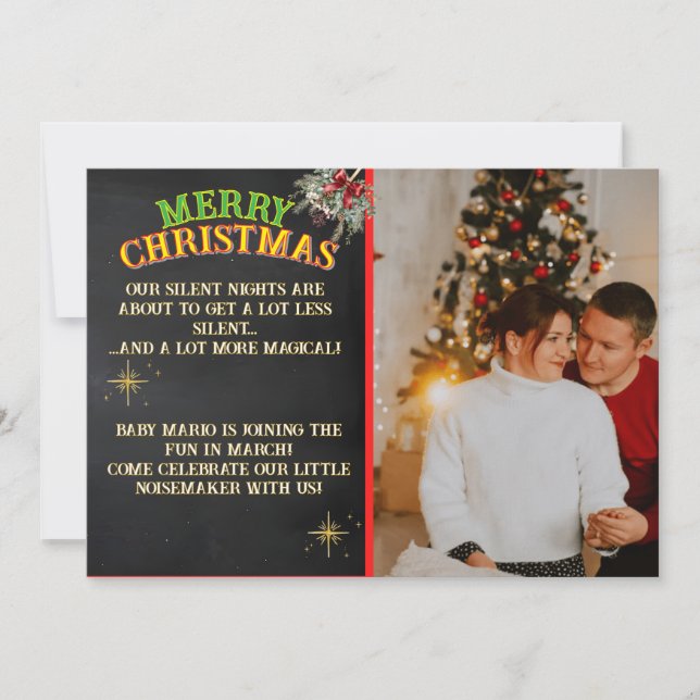 Merry Christmas Pregnancy Chalkboard Invitation (Devant)