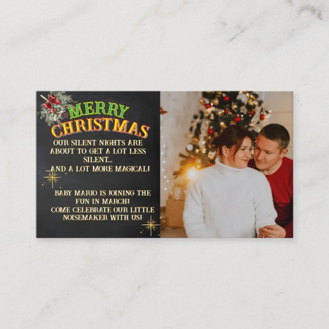 Merry Christmas Pregnancy Chalkboard Invitation (Devant)