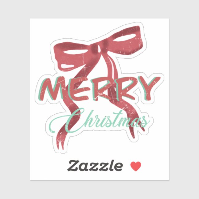 Merry Christmas Red Bow Sticker (Feuille)