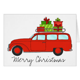 Merry Christmas Retro Car avec cadeaux