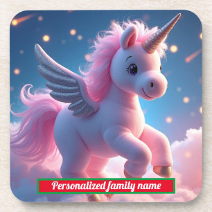 Merry Christmas rose licorne dessous de verre en p