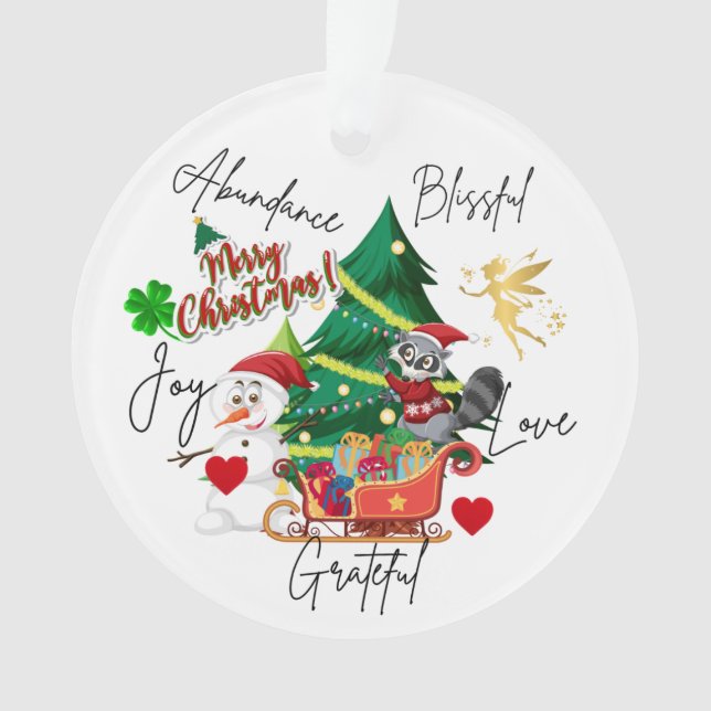 Merry Christmas Round Ornament | Love & Abundance (devant)