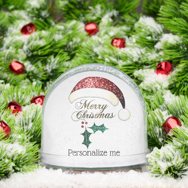 Merry Christmas Santa hat Sparkles Custom text (Noël)
