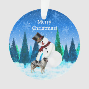 Merry Christmas Snowman et Australian Shepherd