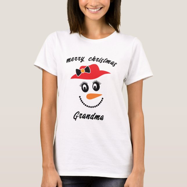 Merry Christmas Snowman T-Shirt (Devant)