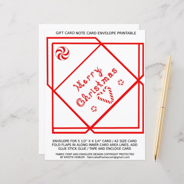 Merry Christmas Swirl Gift Card A2 Envelope paper (Devant/Arrière en situation)