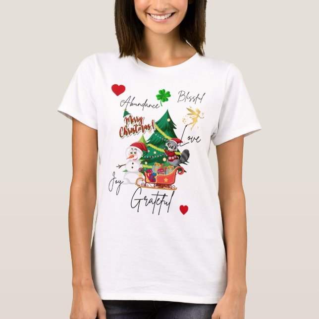 Merry Christmas T-shirt | Joy, Love & Abundance  (Devant)