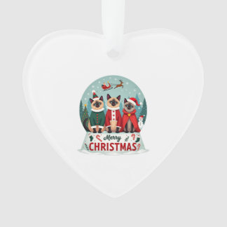 Merry Christmas Three Santa Elf Reindeer Siamese C