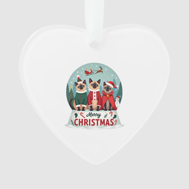 Merry Christmas Three Santa Elf Reindeer Siamese C (devant)