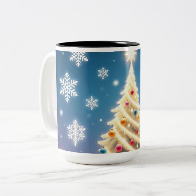 Merry Christmas Tree Holiday Mug – Festive Coffee  (Devant gauche)