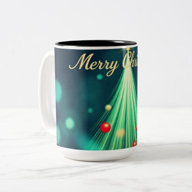 Merry Christmas Tree Mug – Festive Holiday Coffee  (Devant gauche)