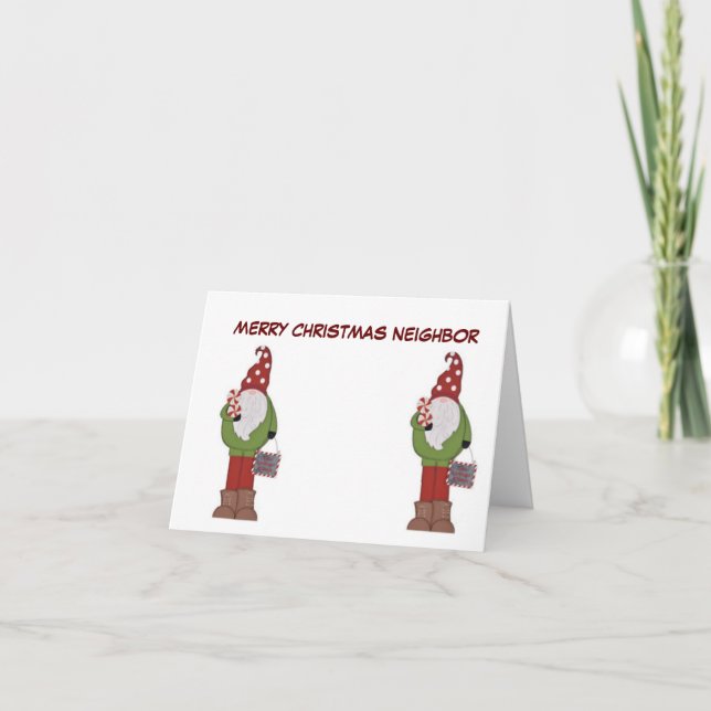 **MERRY CHRISTMAS VOISIN** CARTE D'HUMOUR GNOME (Devant)