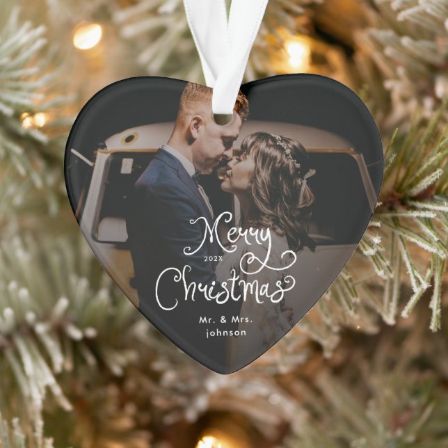 Merry Christmas Whimsical Script  Custom Photo  (Arbre)