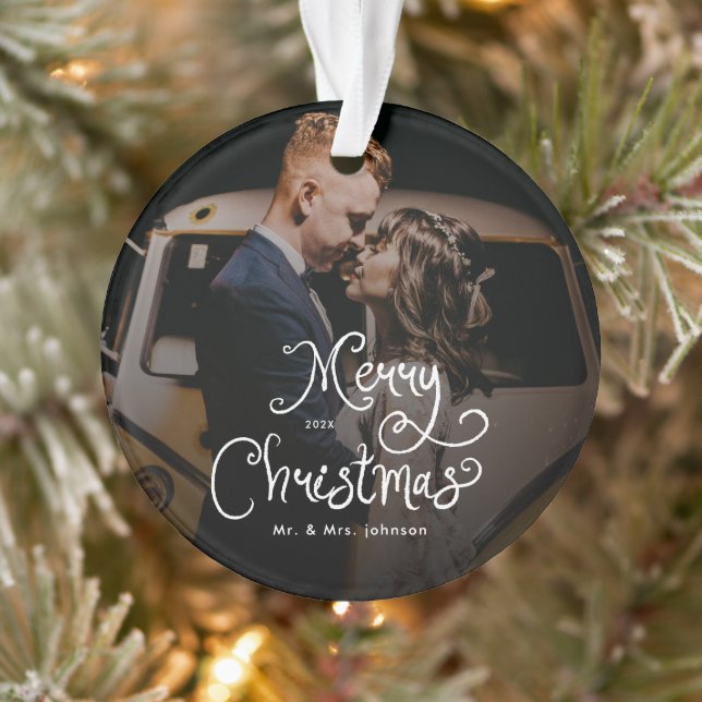 Merry Christmas Whimsical Script  Custom Photo  (Arbre)