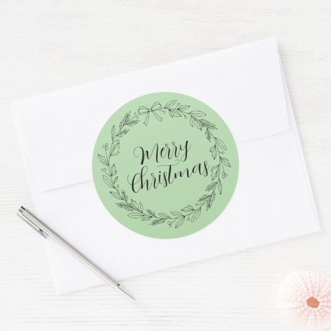 Merry Christmas wreath crest stickers and sealers (Enveloppe)