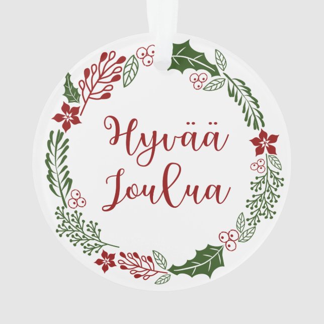 Merry Christmas Wreath finlandais, Hyvää joulua (dos)