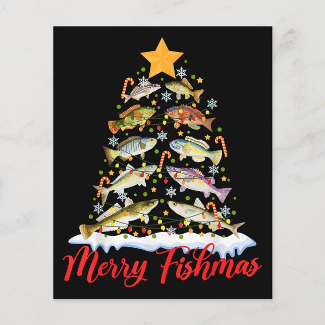 Merry Fishmas Funky Christmas Tree Lights Fish Fis (Devant)
