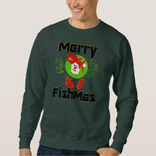 ♫ ♥ Merry FishMas Hilarious Santa Fish Sweatshirt