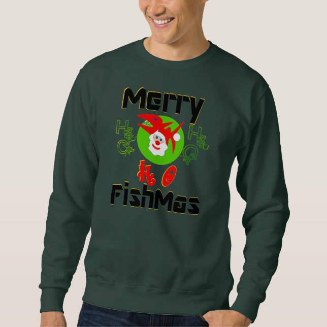 ♫ ♥ Merry FishMas Hilarious Santa Fish Sweatshirt  (Devant)