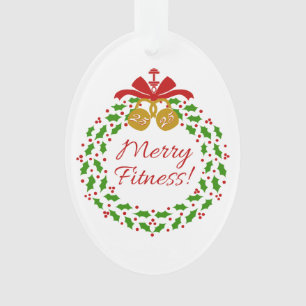 Merry Fitness Wreath Acryllique Oval Ornament