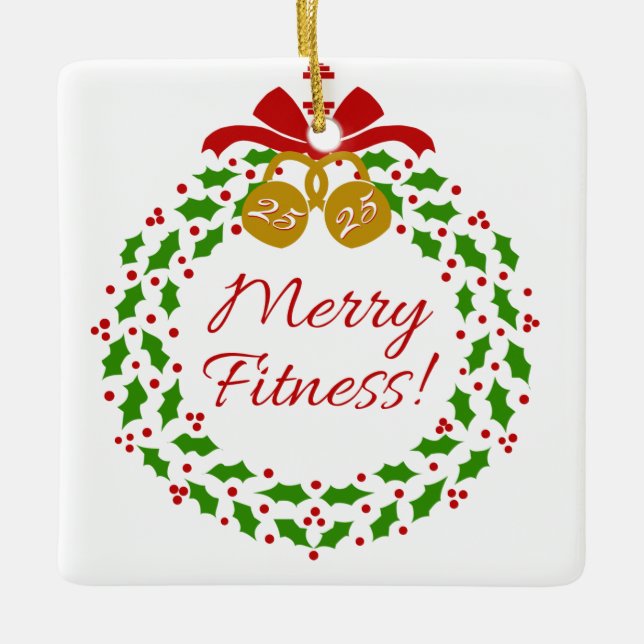 Merry Fitness Wreath Personnalisé Carré Ornement (Devant)