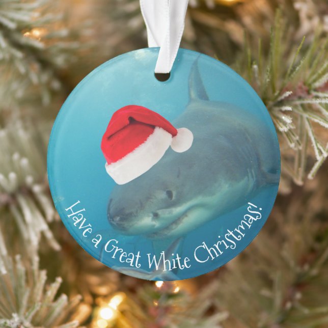 Merry Great White Noël Shark Santa Hat Funny (Arbre)