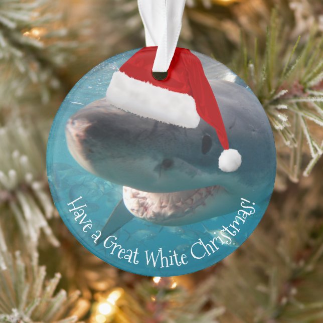 Merry Great White Noël Shark Santa Hat Funny (Arbre)
