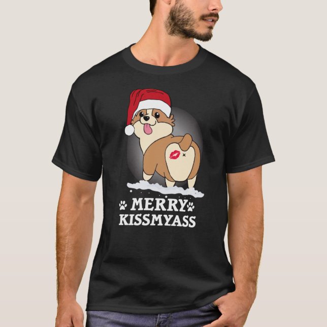 Merry KissMyAss Corgi Christmas Classic T-Shirt (Devant)