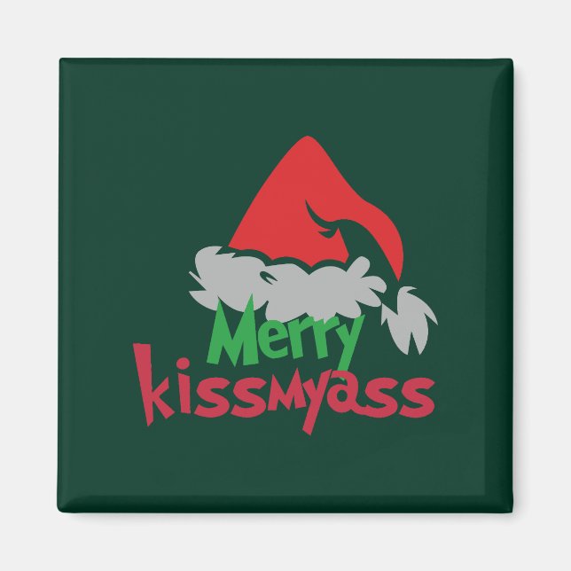 Merry Kissmyass Funny Christmas Magnet (Devant)