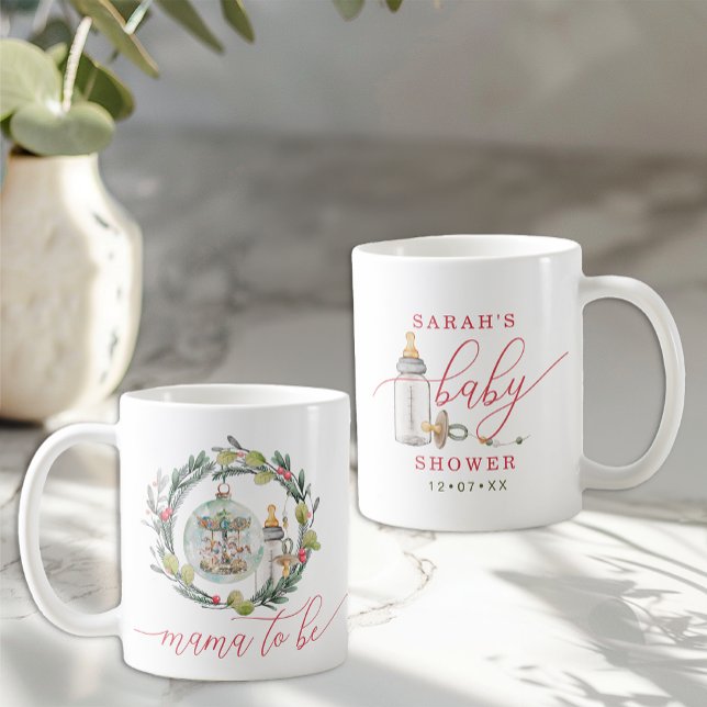Merry Little Baby shower Mama-to-Be Keepsaké Mug (Front & Back - Little Merry Baby Shower Mug)