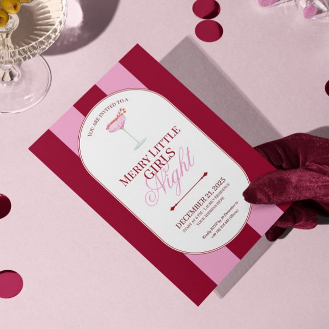 Merry little red stripe Christmas Party Invitation (Créateur téléchargé)