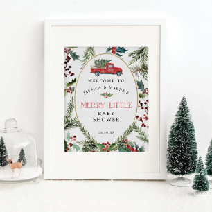 Merry Little Red Truck Baby shower Affiche de bien