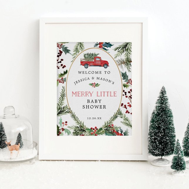 Merry Little Red Truck Baby shower Affiche de bien (Créateur téléchargé)