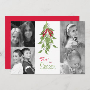 Merry Mistletoe avec Red Bow Carte photo de vacanc