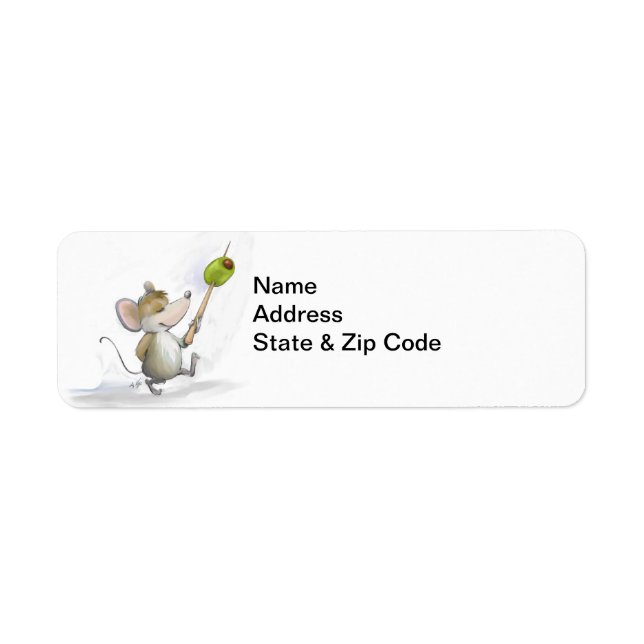 Merry Mouse Moe avec Étiquettes de adresse d'olivi (Devant)