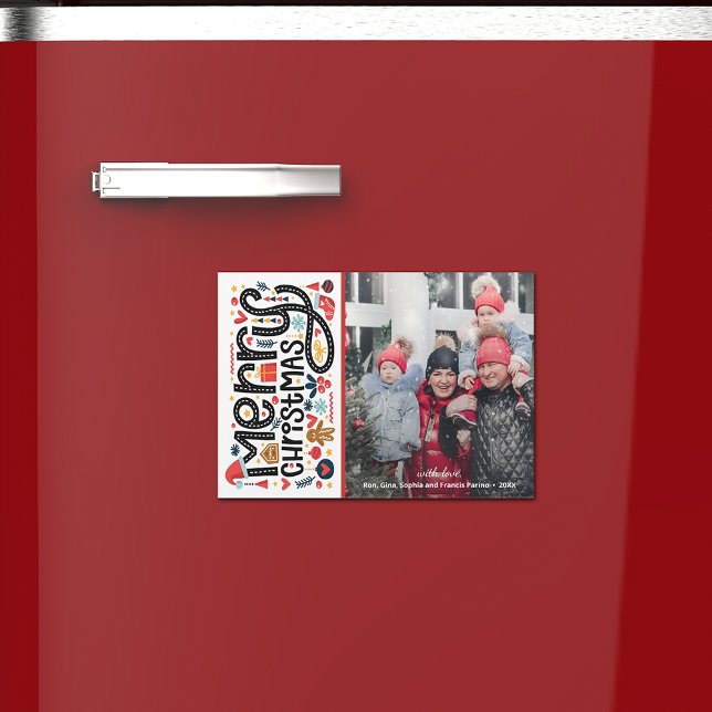 MERRY NOËL Typographie Cartes photos magnétiques (Créateur téléchargé)