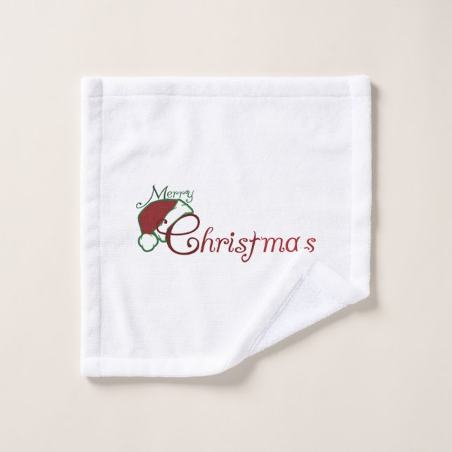 **MERRY NOËL W/ CASQUETTE PÈRE NOËL** (Gant de toilette)