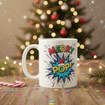 Merry Pop : Mug de Noël à l'art de la bande dessin