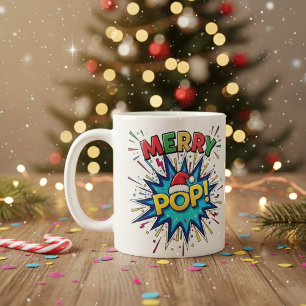 Merry Pop : Mug de Noël à l'art de la bande dessin